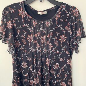 Floral Black and Orange long length blouse